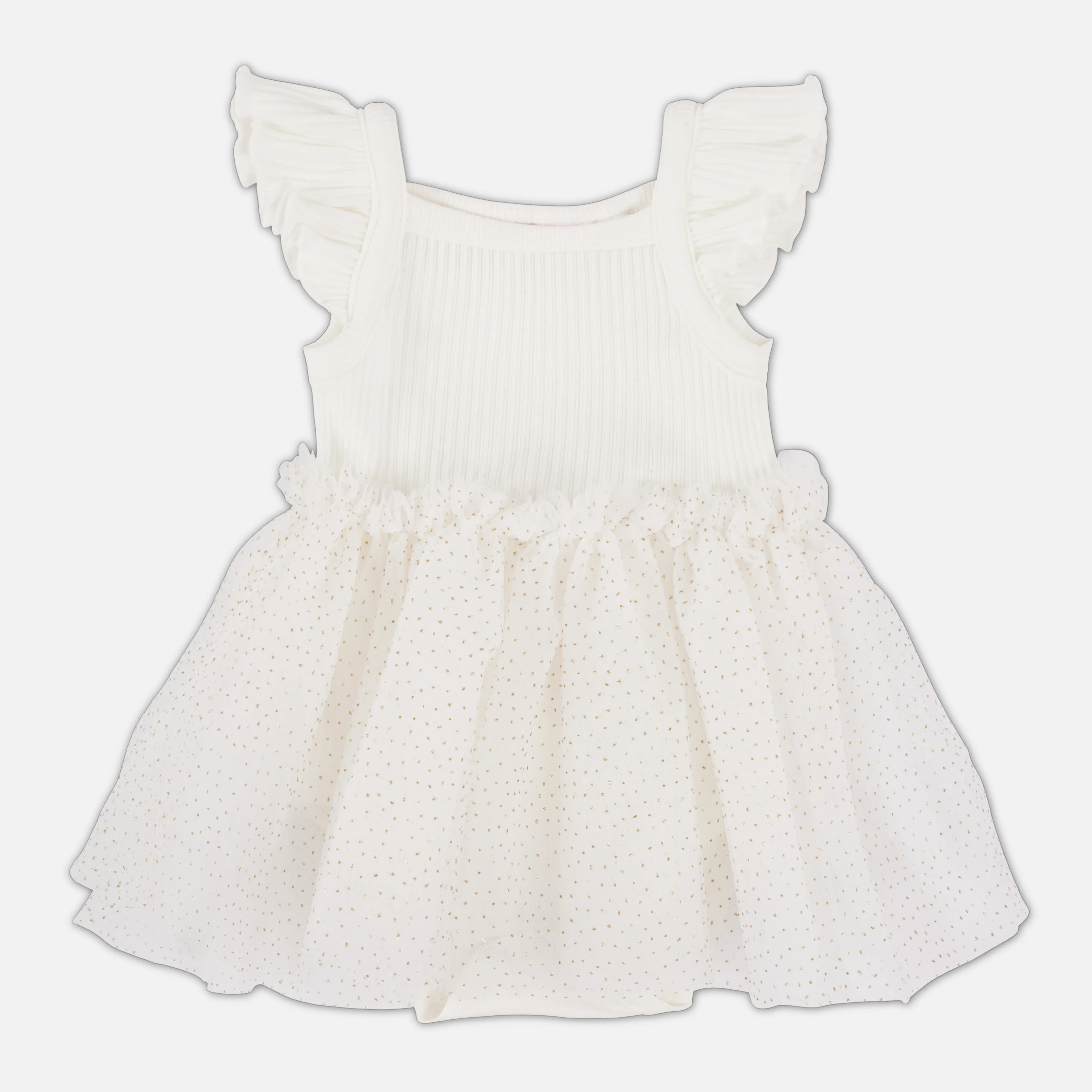 Cozy Flutter Tutu Dress - Coconut