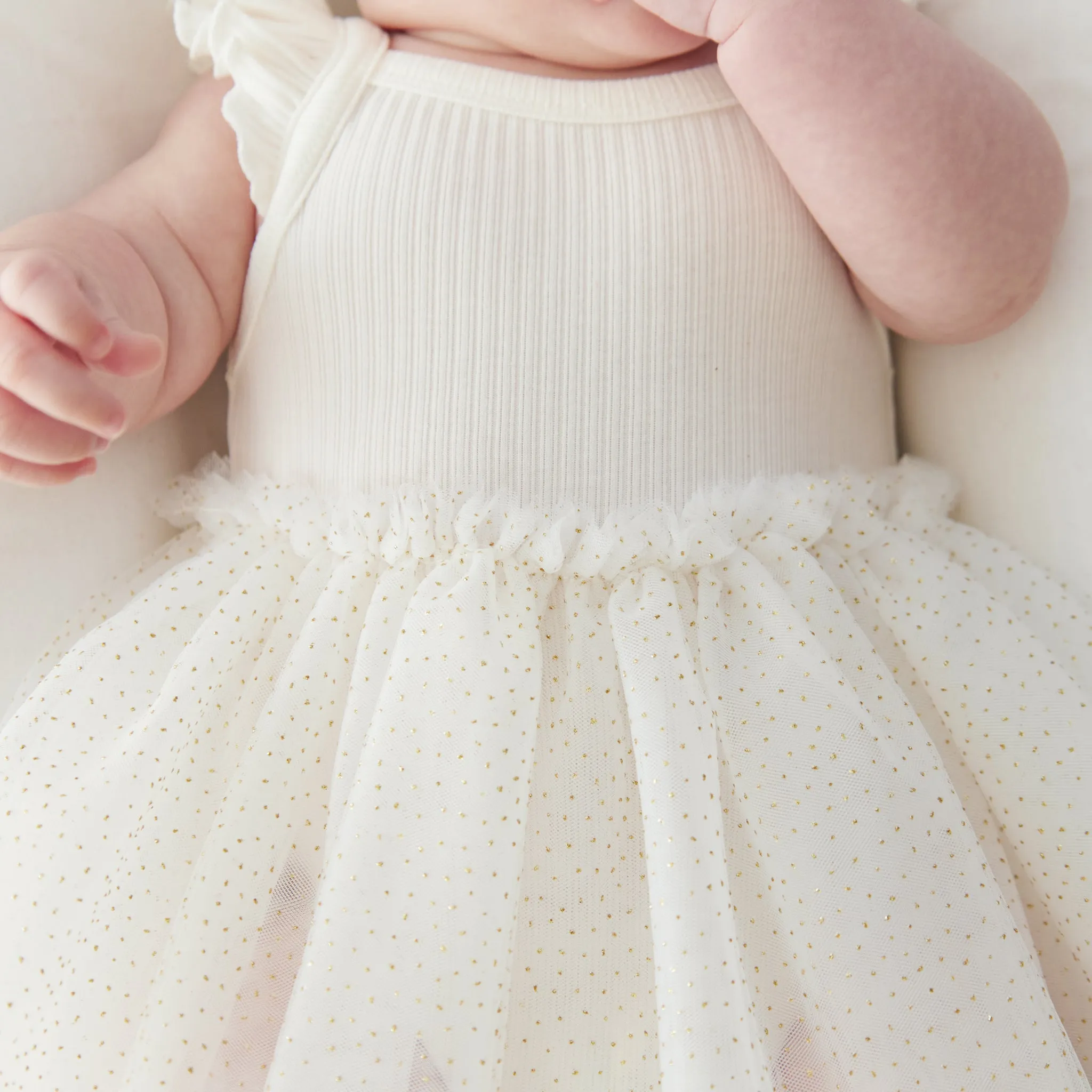 Cozy Flutter Tutu Dress - Coconut