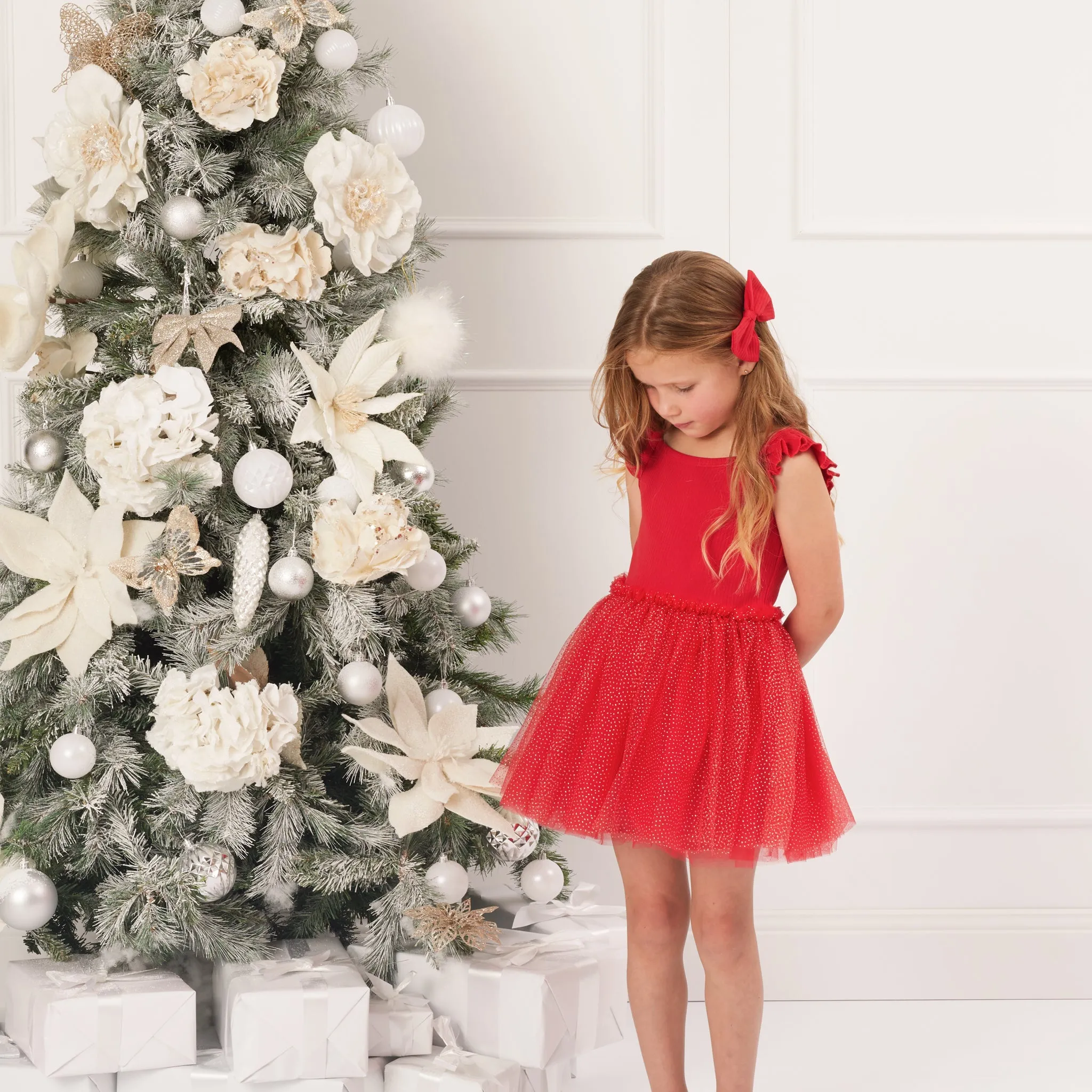 Cozy Flutter Tutu Dress - Red