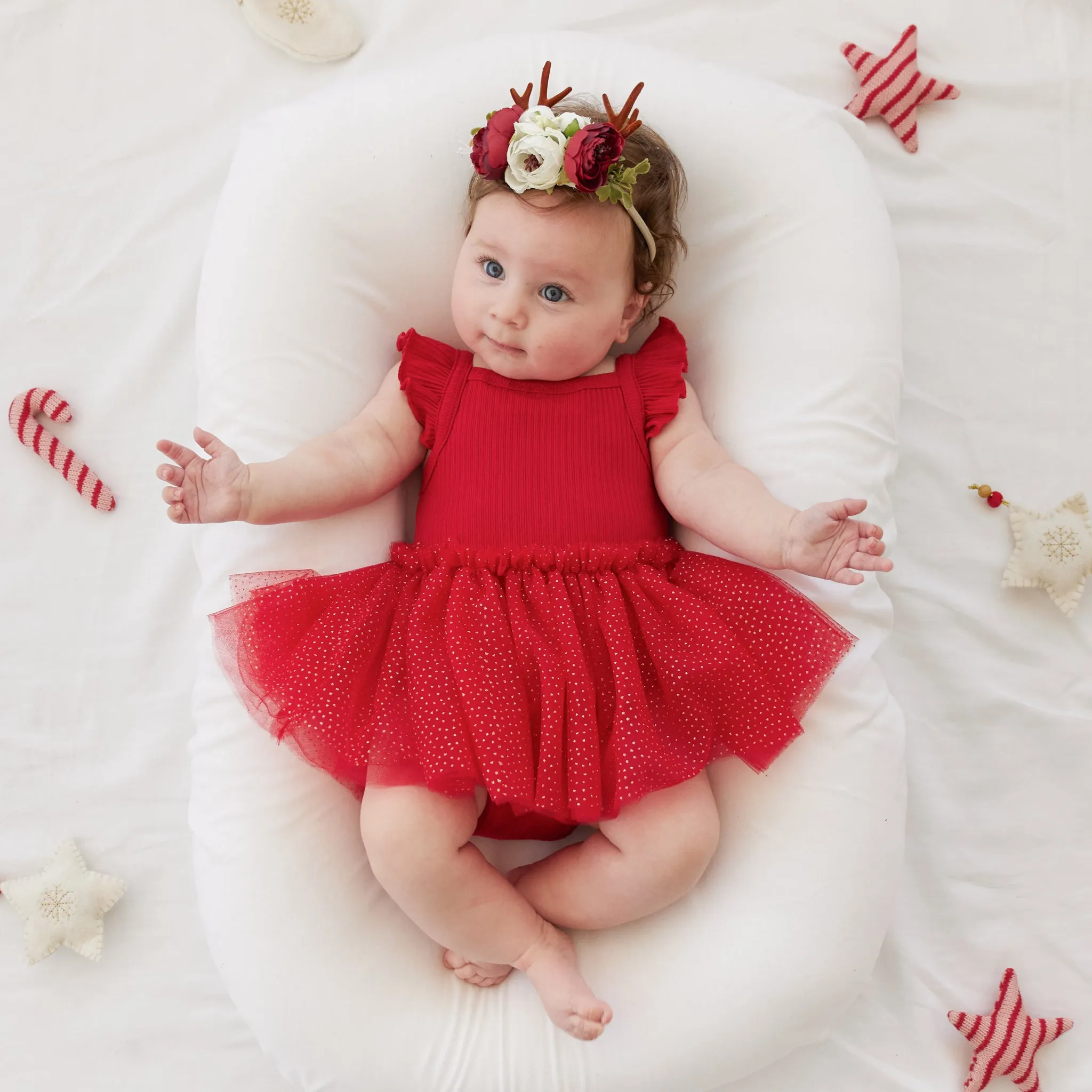 Cozy Flutter Tutu Dress - Red