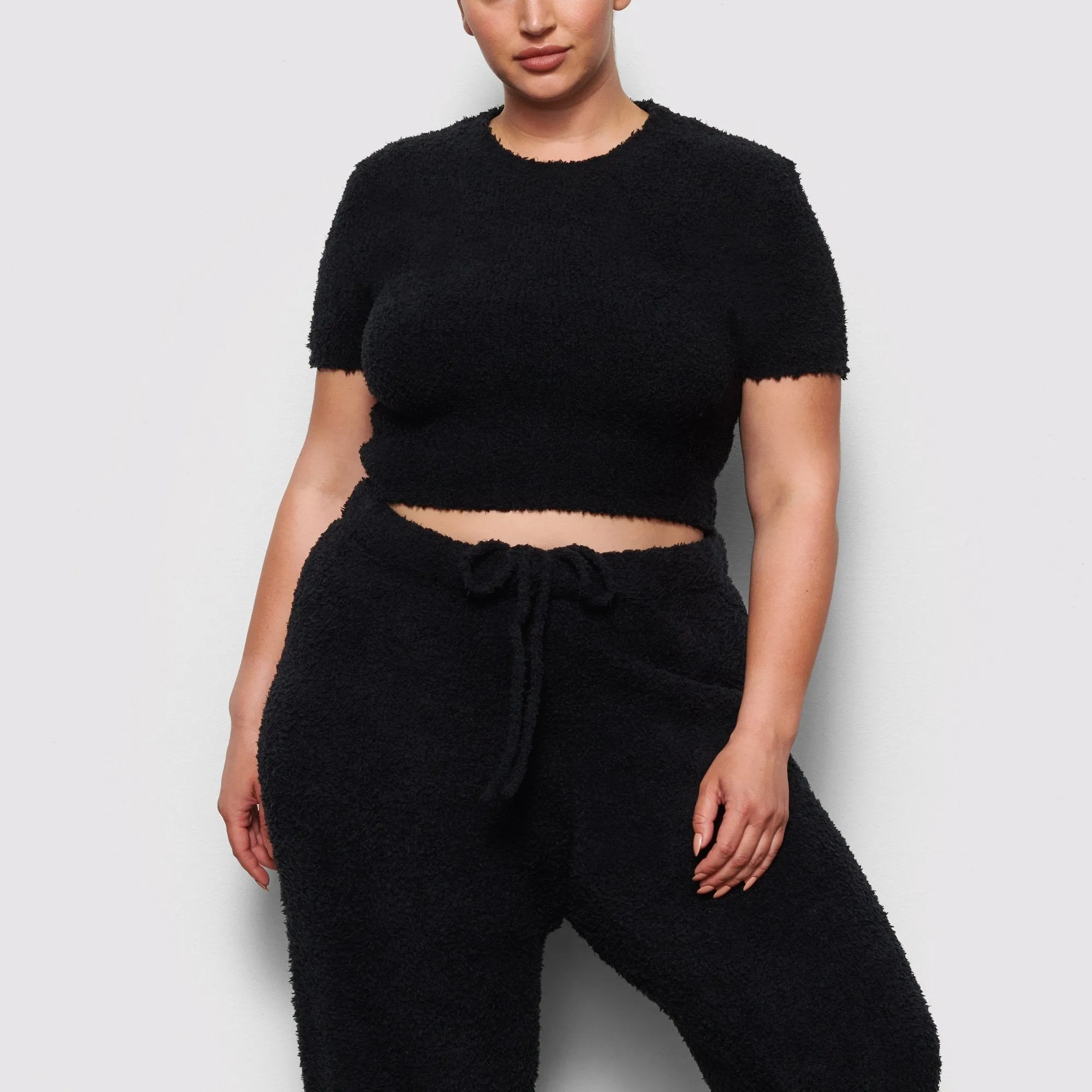 COZY KNIT CROPPED T-SHIRT | ONYX