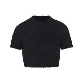 COZY KNIT CROPPED T-SHIRT | ONYX