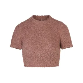 COZY KNIT CROPPED T-SHIRT | ROSE CLAY