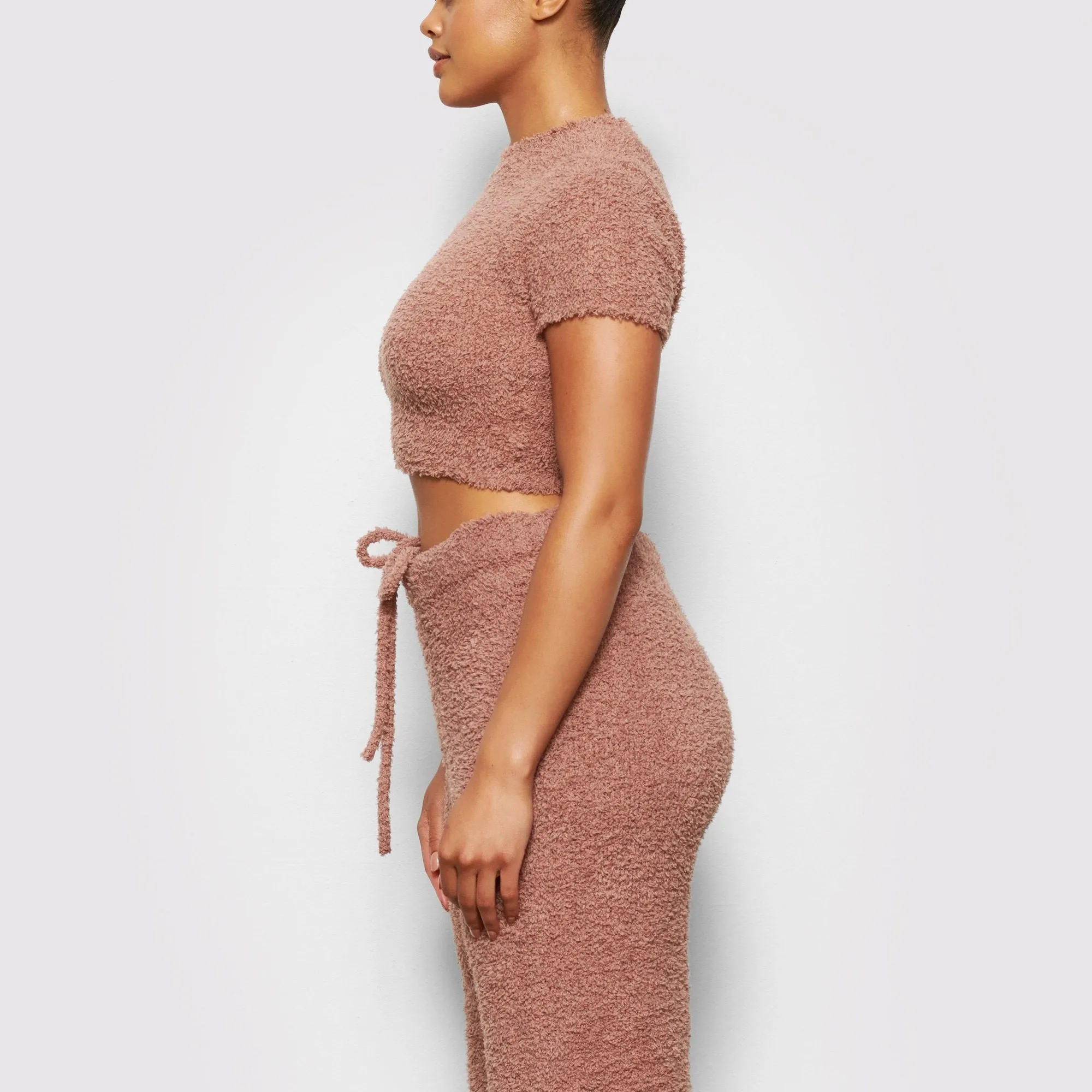 COZY KNIT CROPPED T-SHIRT | ROSE CLAY