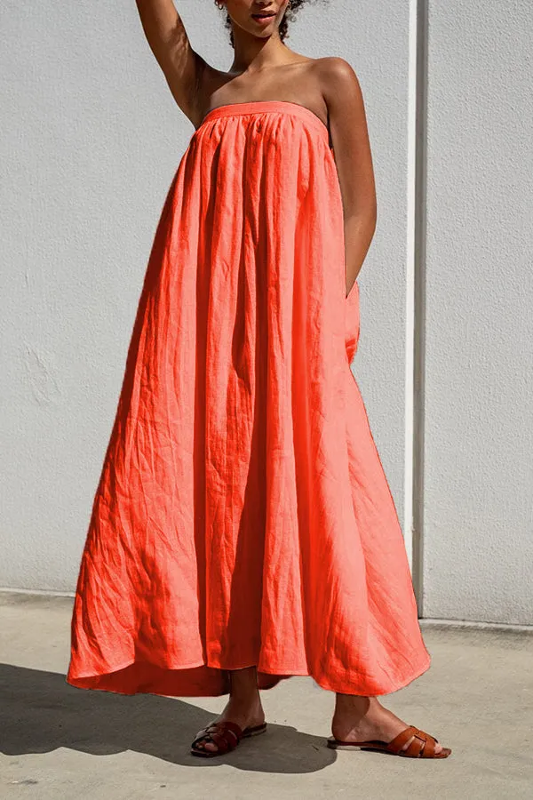 Cozy Off Shoulder Pleated Solid Midi Dress