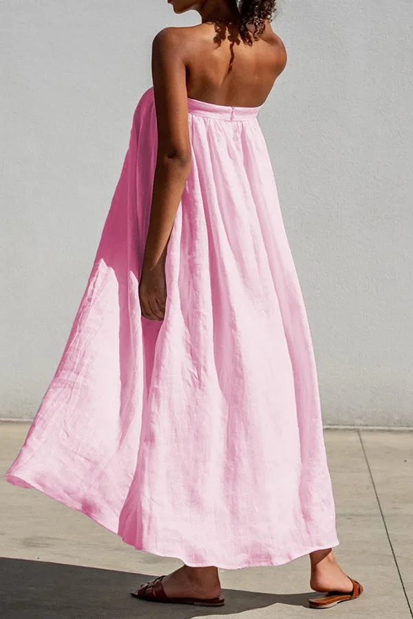 Cozy Off Shoulder Pleated Solid Midi Dress