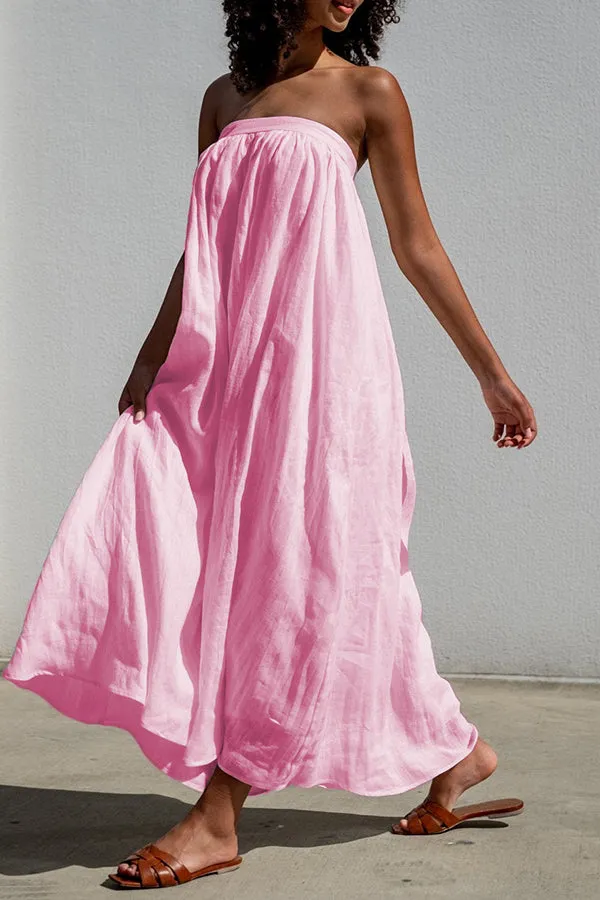 Cozy Off Shoulder Pleated Solid Midi Dress