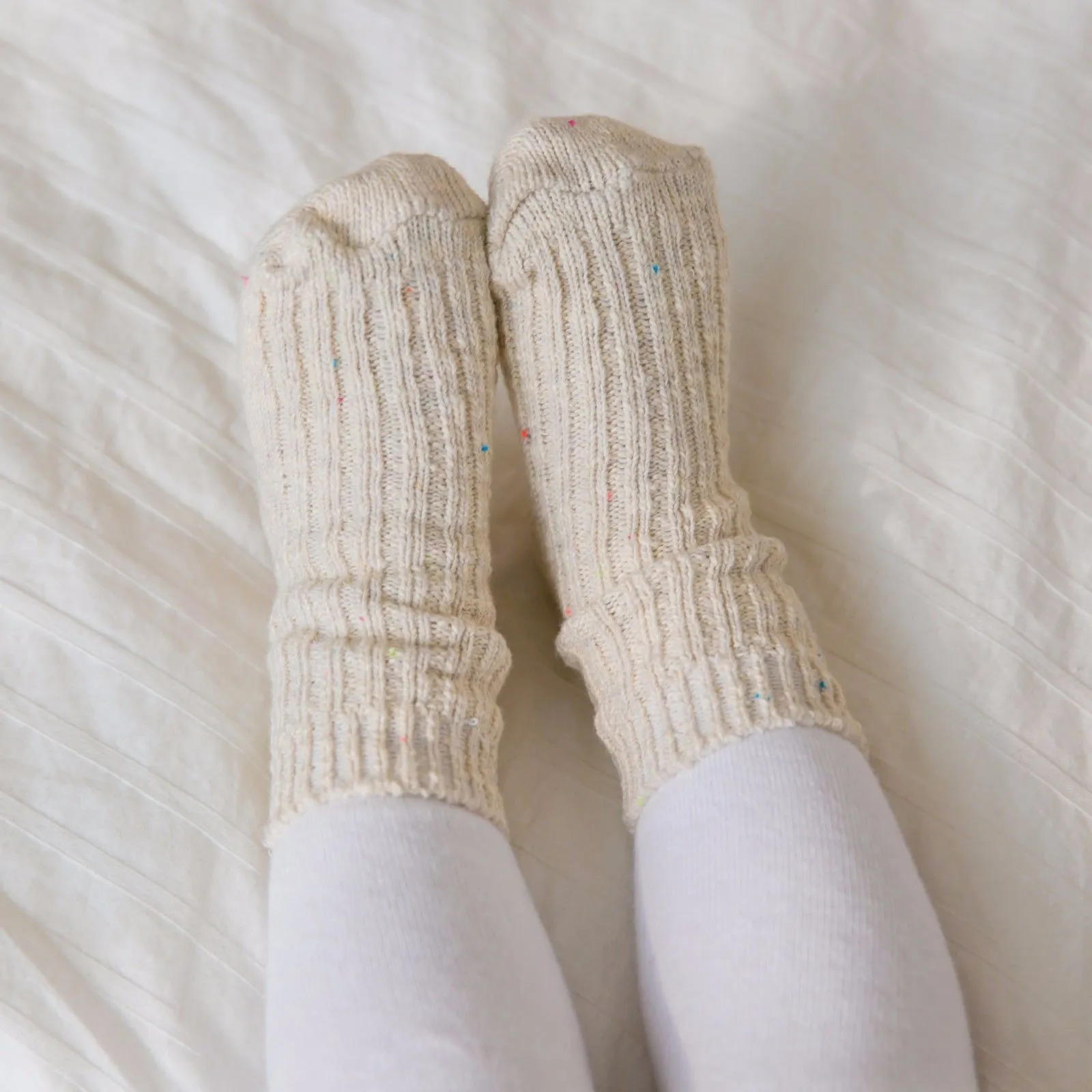 Cozy Ribbed Socks (Pink/Beige/Grey)