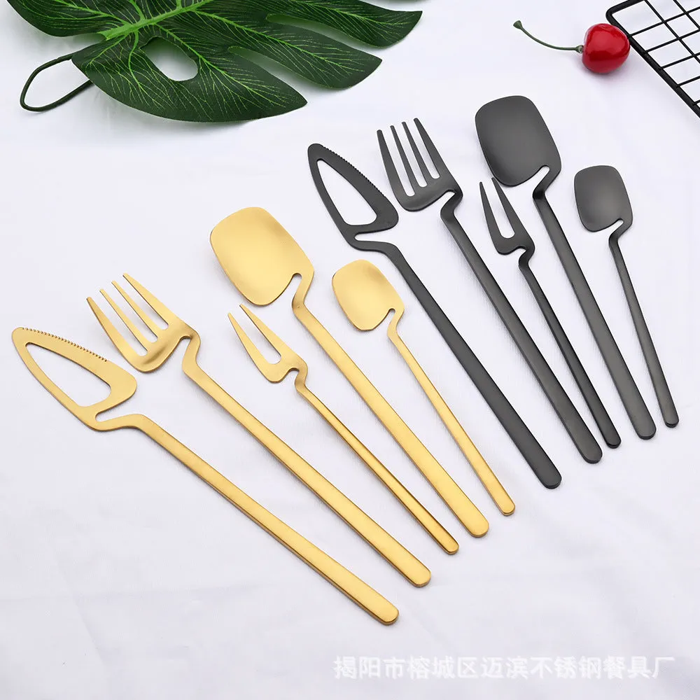 Creative Stainless Steel Hanging Cup Tableware Wall Hanging Knife, Fork and Spoon Coffee Spoon Cake Fork Fruit Fork Ice Spoon Can Be Hanging Cup Wall