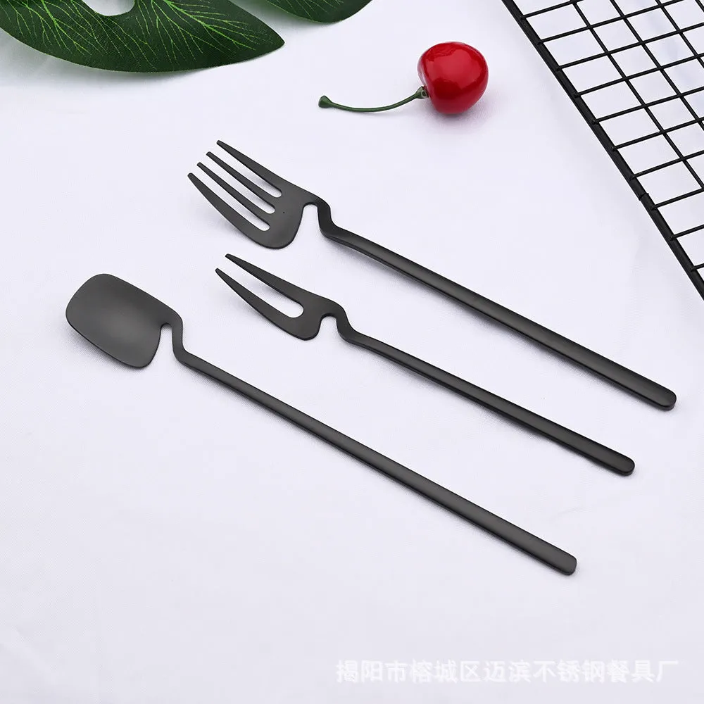 Creative Stainless Steel Hanging Cup Tableware Wall Hanging Knife, Fork and Spoon Coffee Spoon Cake Fork Fruit Fork Ice Spoon Can Be Hanging Cup Wall