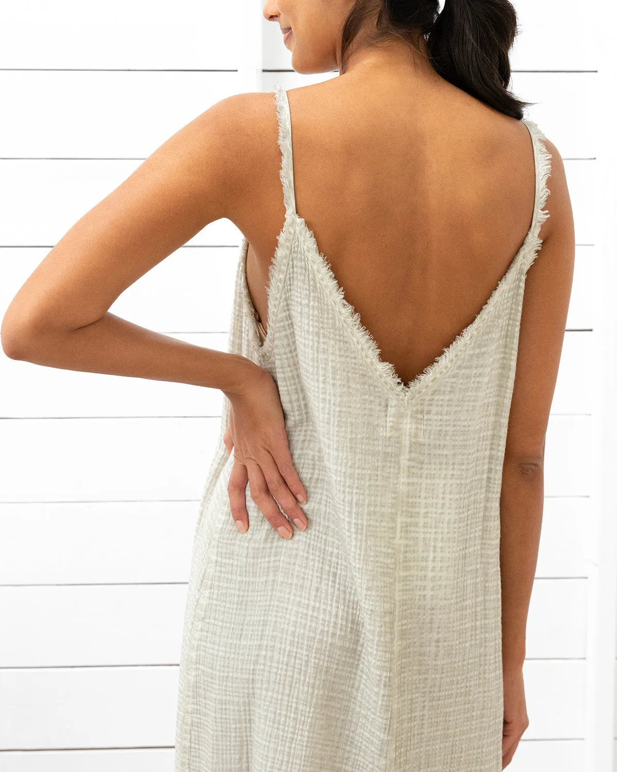 Crinkle Strappy Dress Natural