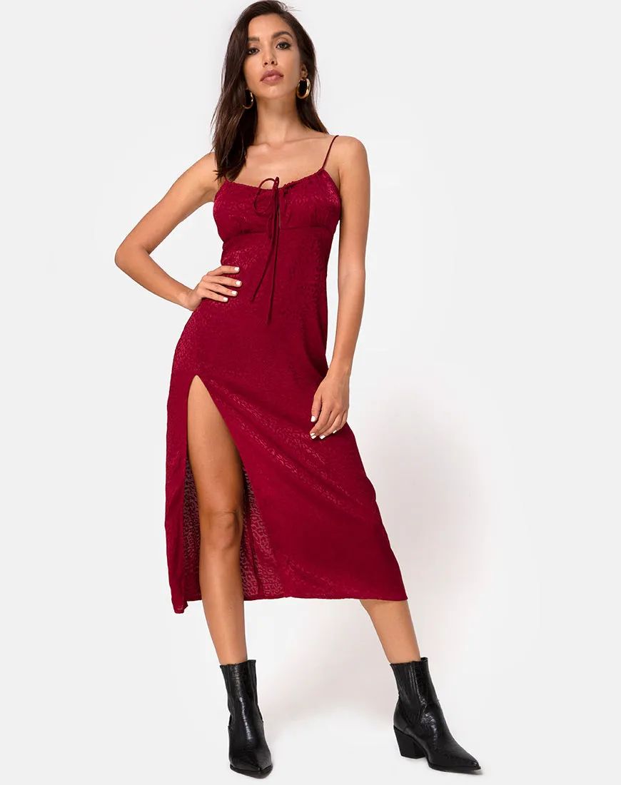 Cypress Midi Dress in Satin Cheetah Raspberry