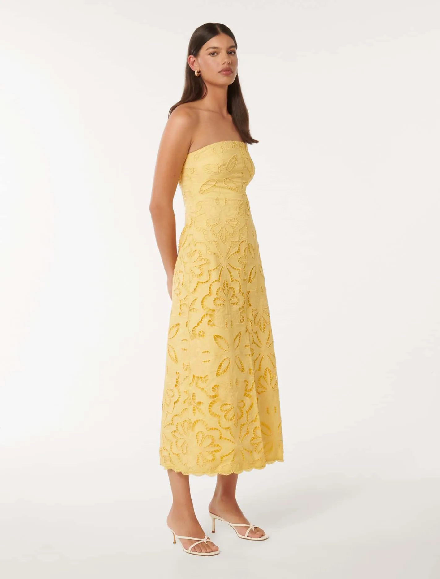 Daphne Broderie Strapless Midi Dress