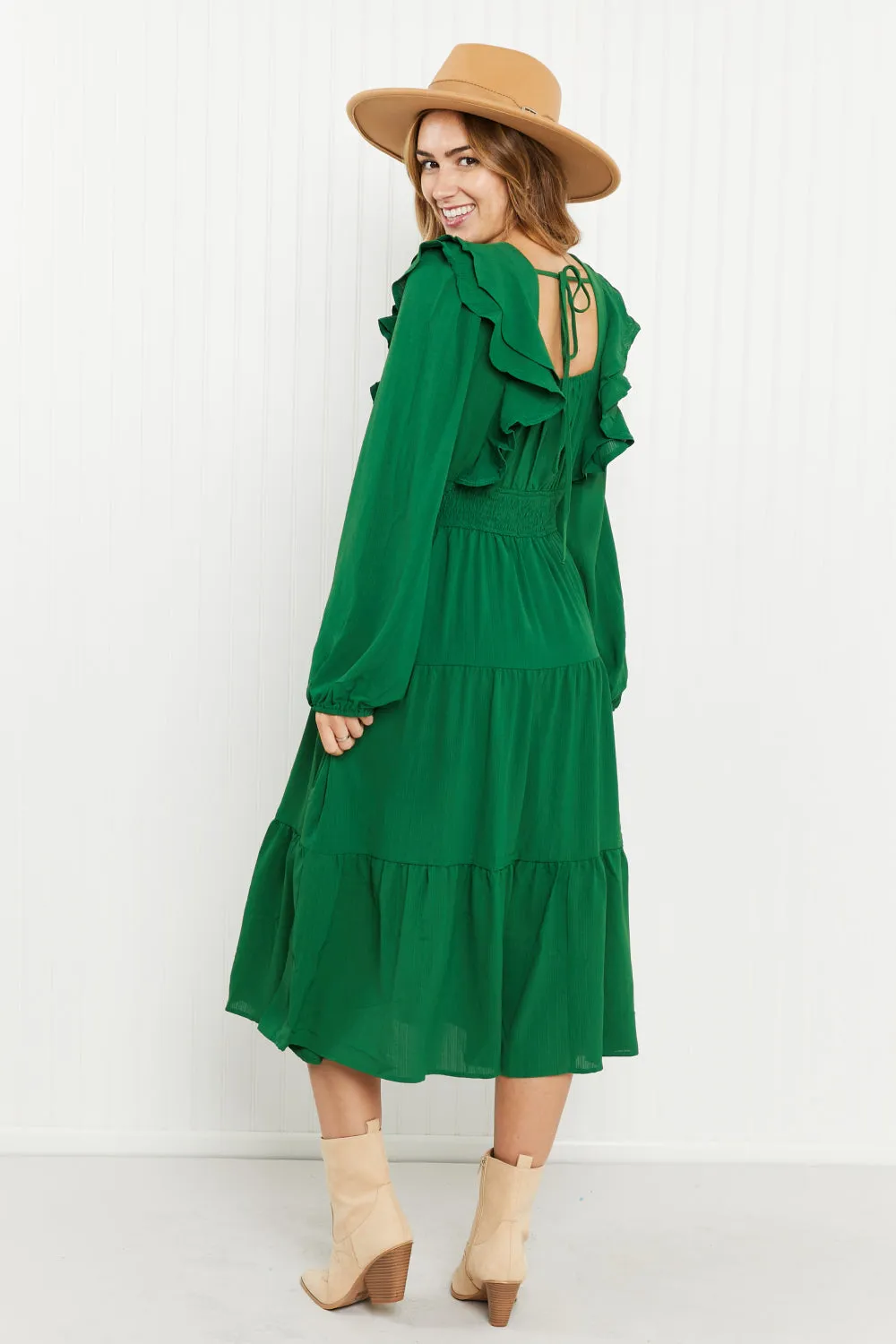 Davi & Dani Rooftop Reservation Full Size Layered Ruffle Midi Dress