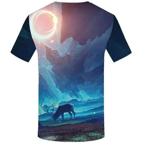 Deer T shirts Men Graffiti Shirt Print Animal Tshirt Printed Harajuku T-shirts Graphic Moon T shirts Funny Short Sleeve