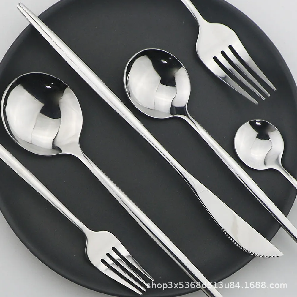 Direct Sales Stainless Steel Knife, Fork and Spoon Spoon Cutlery Set Western Food Dessert Fork Spoon Cutlery Knife and Fork Tableware Six Sets