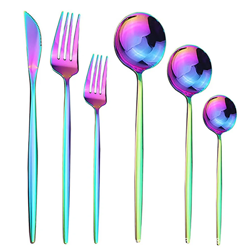 Direct Sales Stainless Steel Knife, Fork and Spoon Spoon Cutlery Set Western Food Dessert Fork Spoon Cutlery Knife and Fork Tableware Six Sets