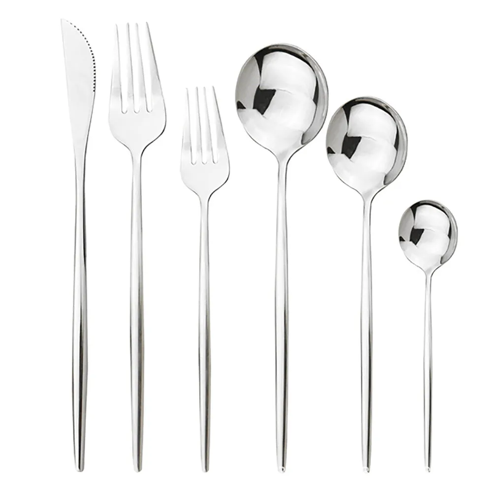 Direct Sales Stainless Steel Knife, Fork and Spoon Spoon Cutlery Set Western Food Dessert Fork Spoon Cutlery Knife and Fork Tableware Six Sets