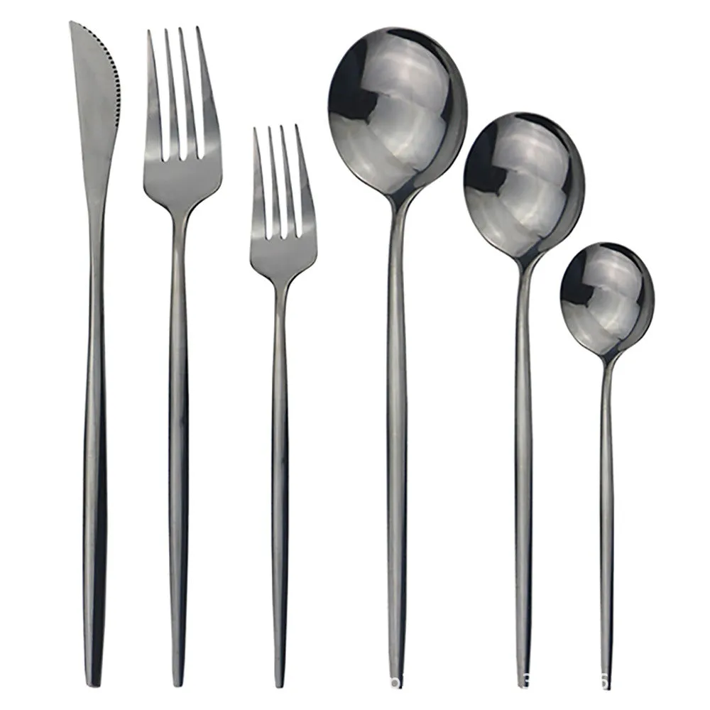 Direct Sales Stainless Steel Knife, Fork and Spoon Spoon Cutlery Set Western Food Dessert Fork Spoon Cutlery Knife and Fork Tableware Six Sets