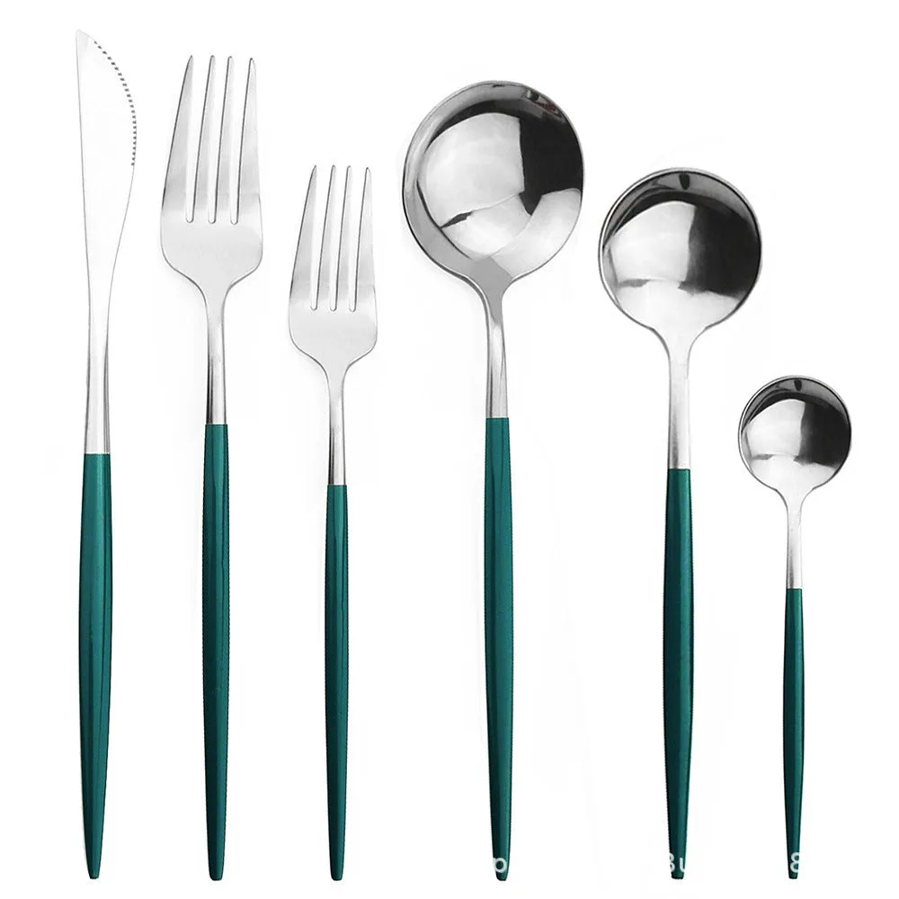 Direct Sales Stainless Steel Knife, Fork and Spoon Spoon Cutlery Set Western Food Dessert Fork Spoon Cutlery Knife and Fork Tableware Six Sets