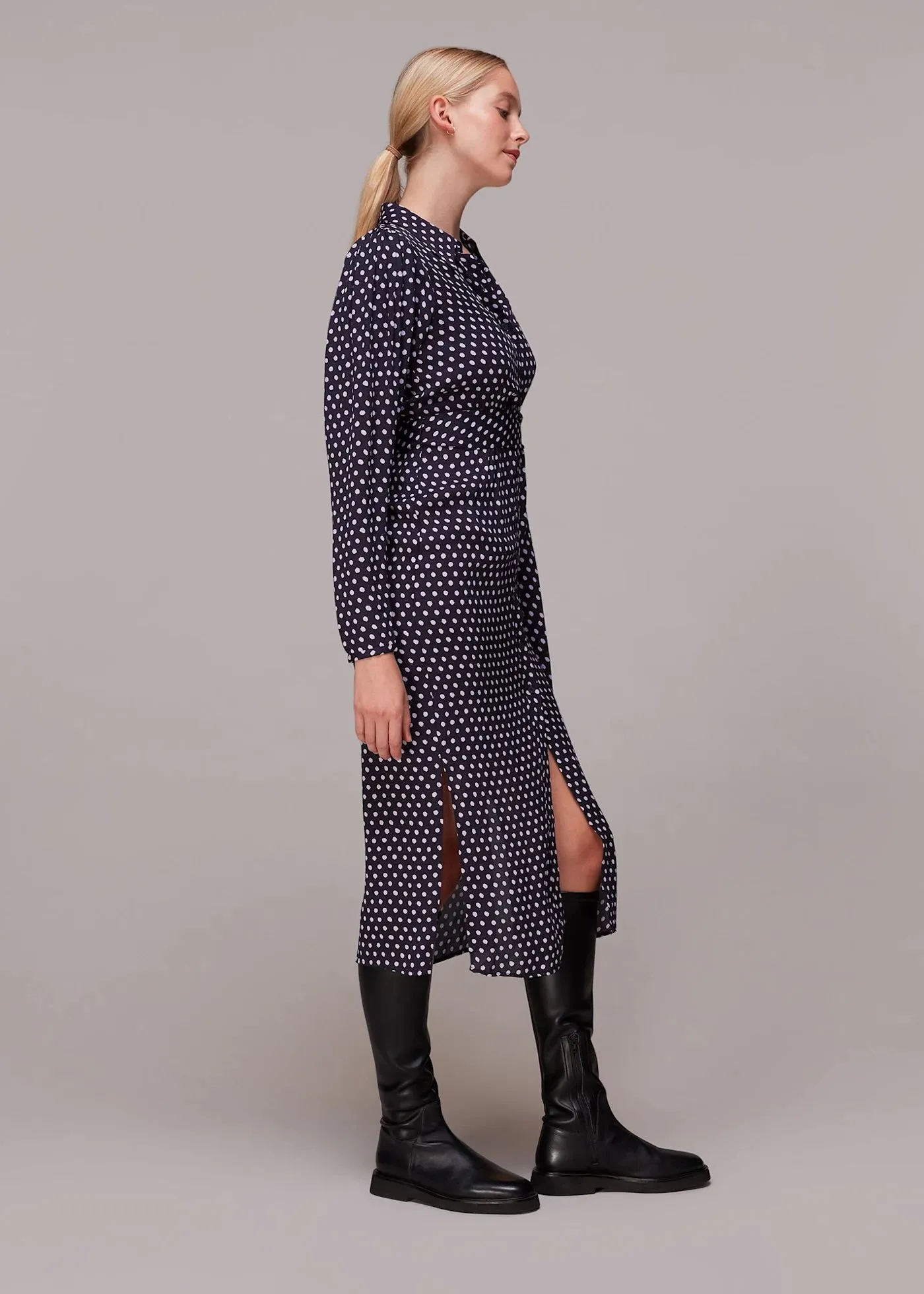 Dotted Spot Print Shirt Dress