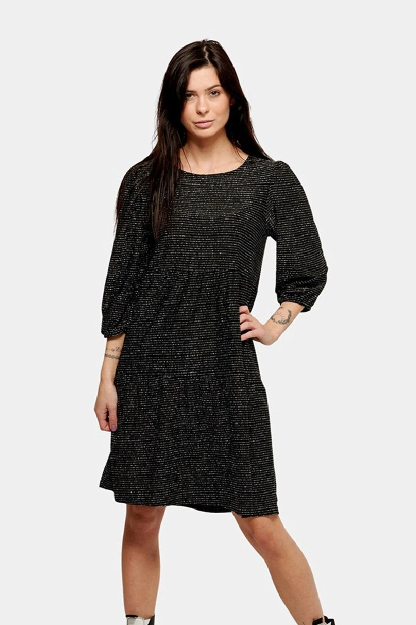 Dress with mica stripes - Black