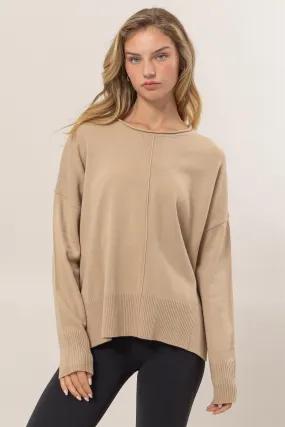 Drop Shoulder Sweatshirt In Taupe