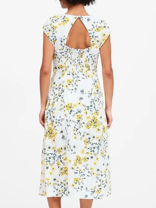 ECOVERO Midi Dress in White Romantic Floral