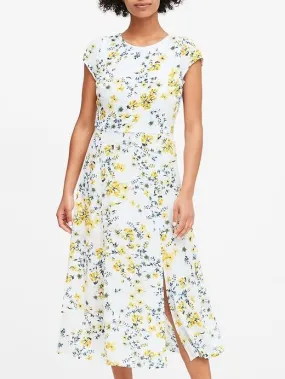 ECOVERO Midi Dress in White Romantic Floral