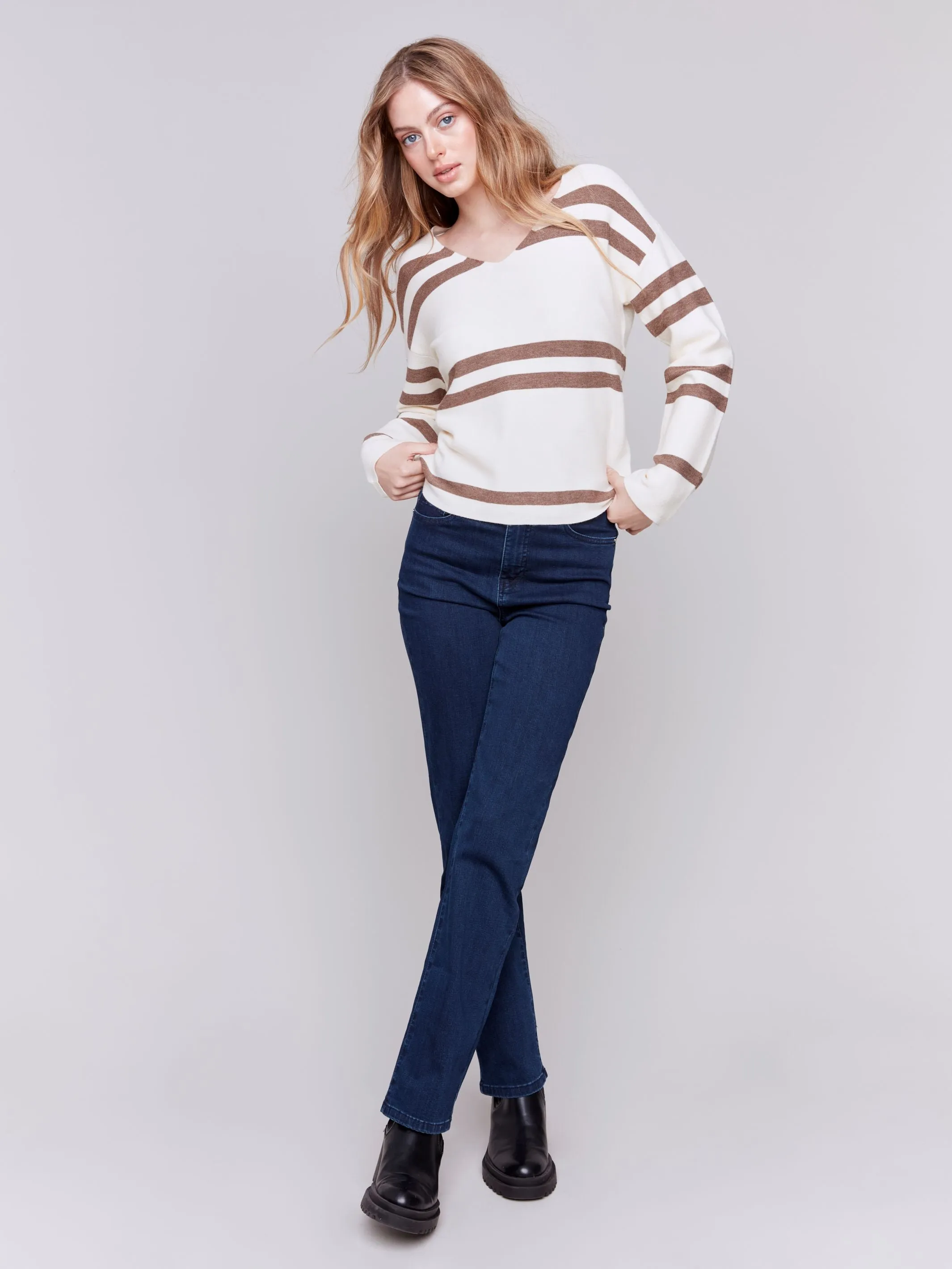 Ecru Stripe Ottoman Sweater