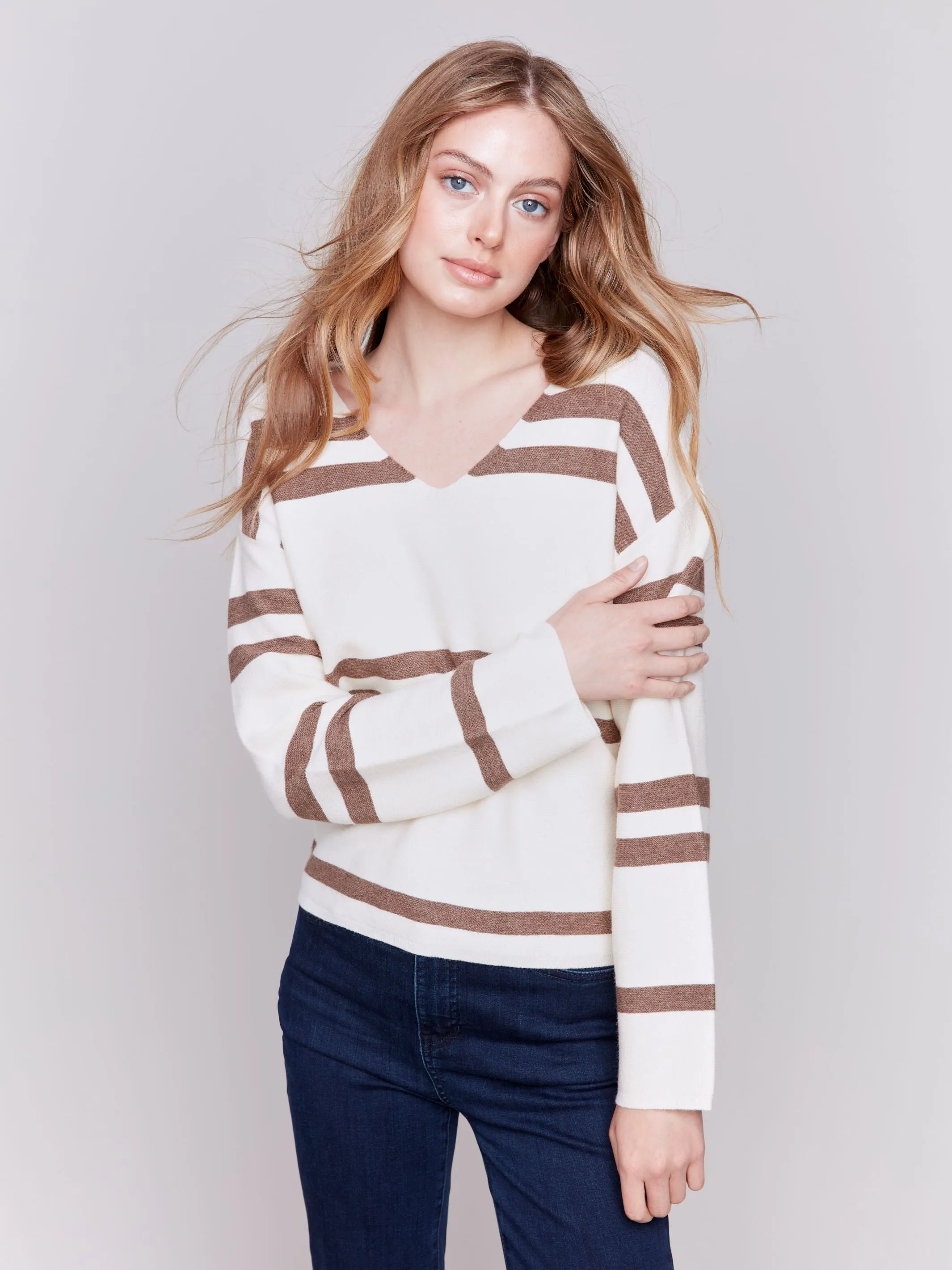 Ecru Stripe Ottoman Sweater