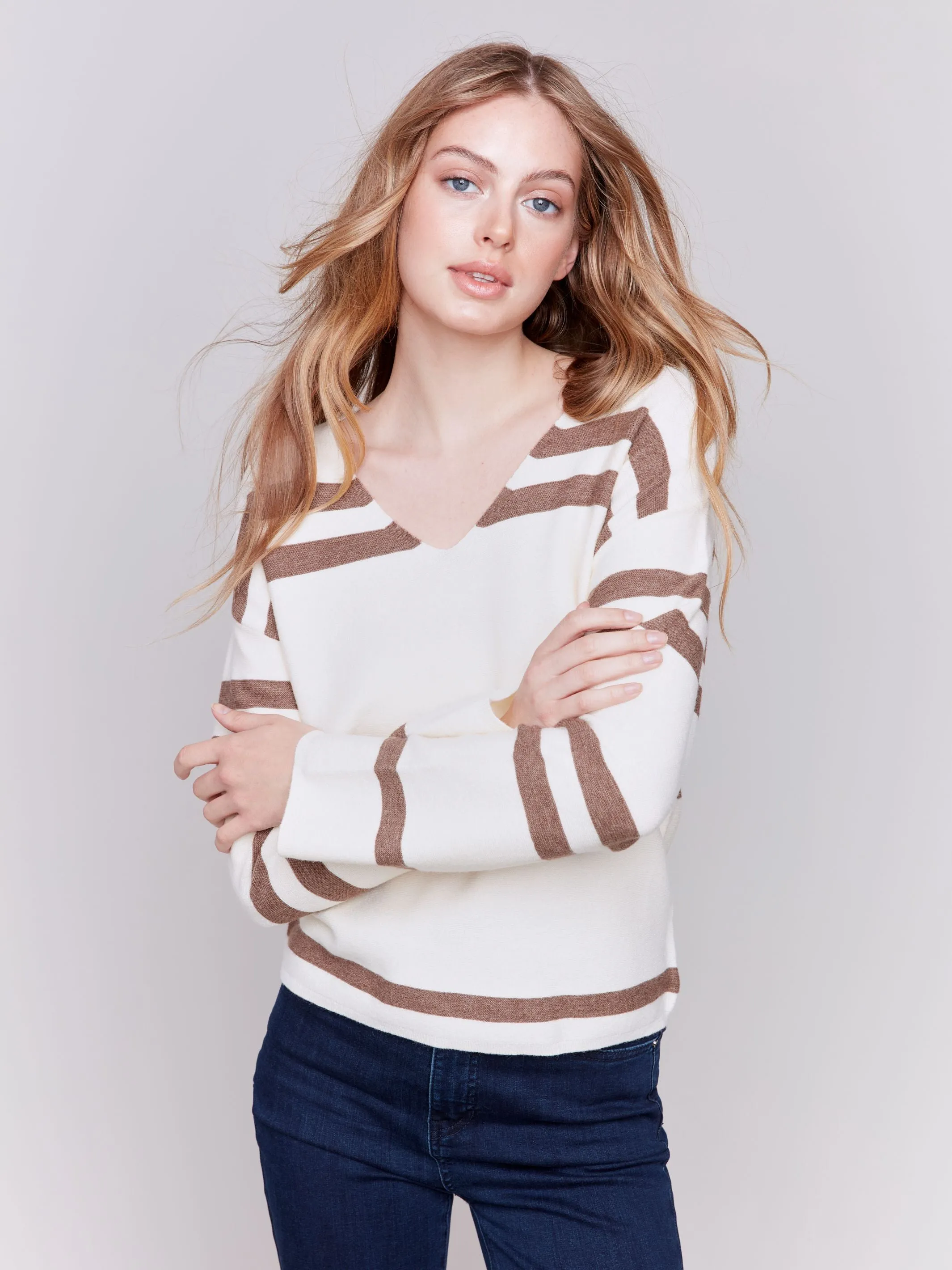 Ecru Stripe Ottoman Sweater