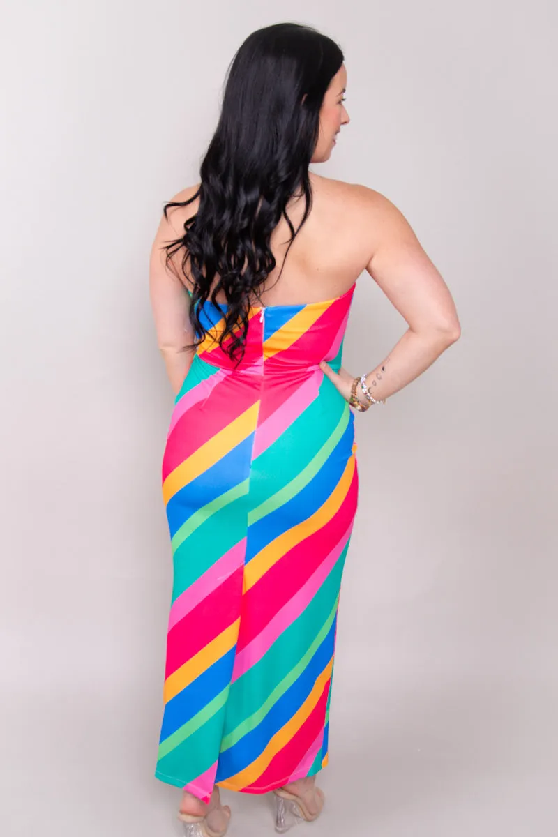 Electric Striped Midi Tube Dress - SMALL- FINAL SALE