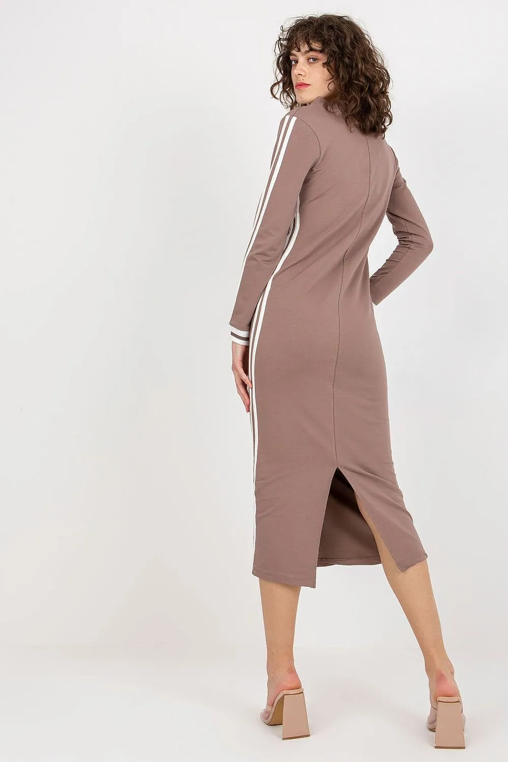 Fancy Varsity Stripes Long Sleeve Midi Dress