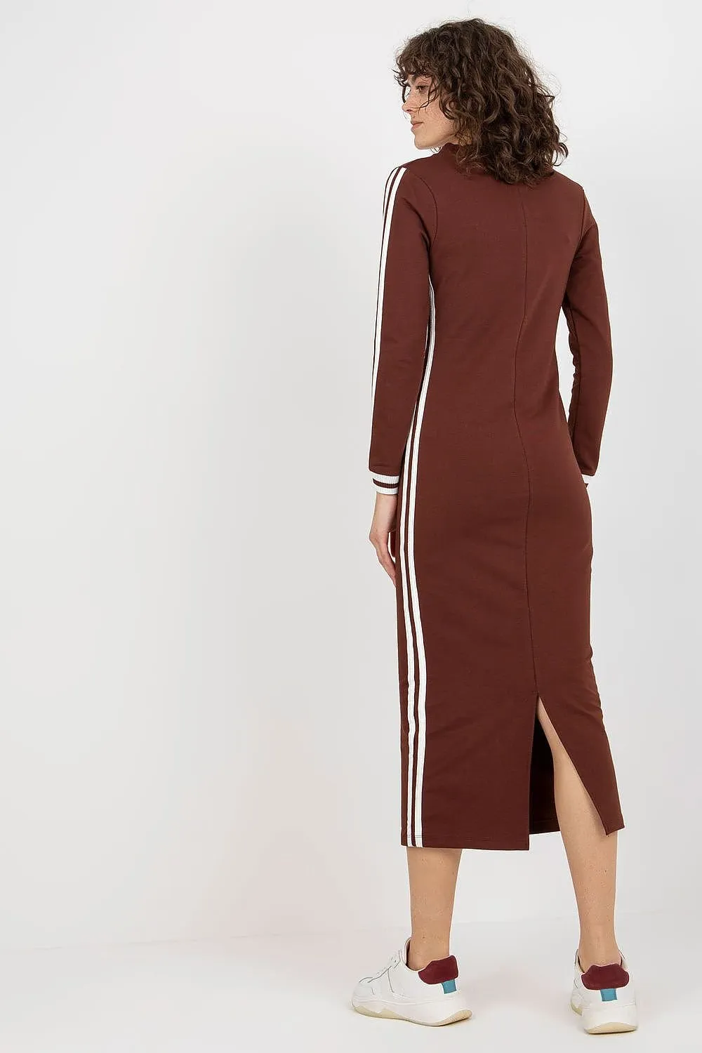 Fancy Varsity Stripes Long Sleeve Midi Dress