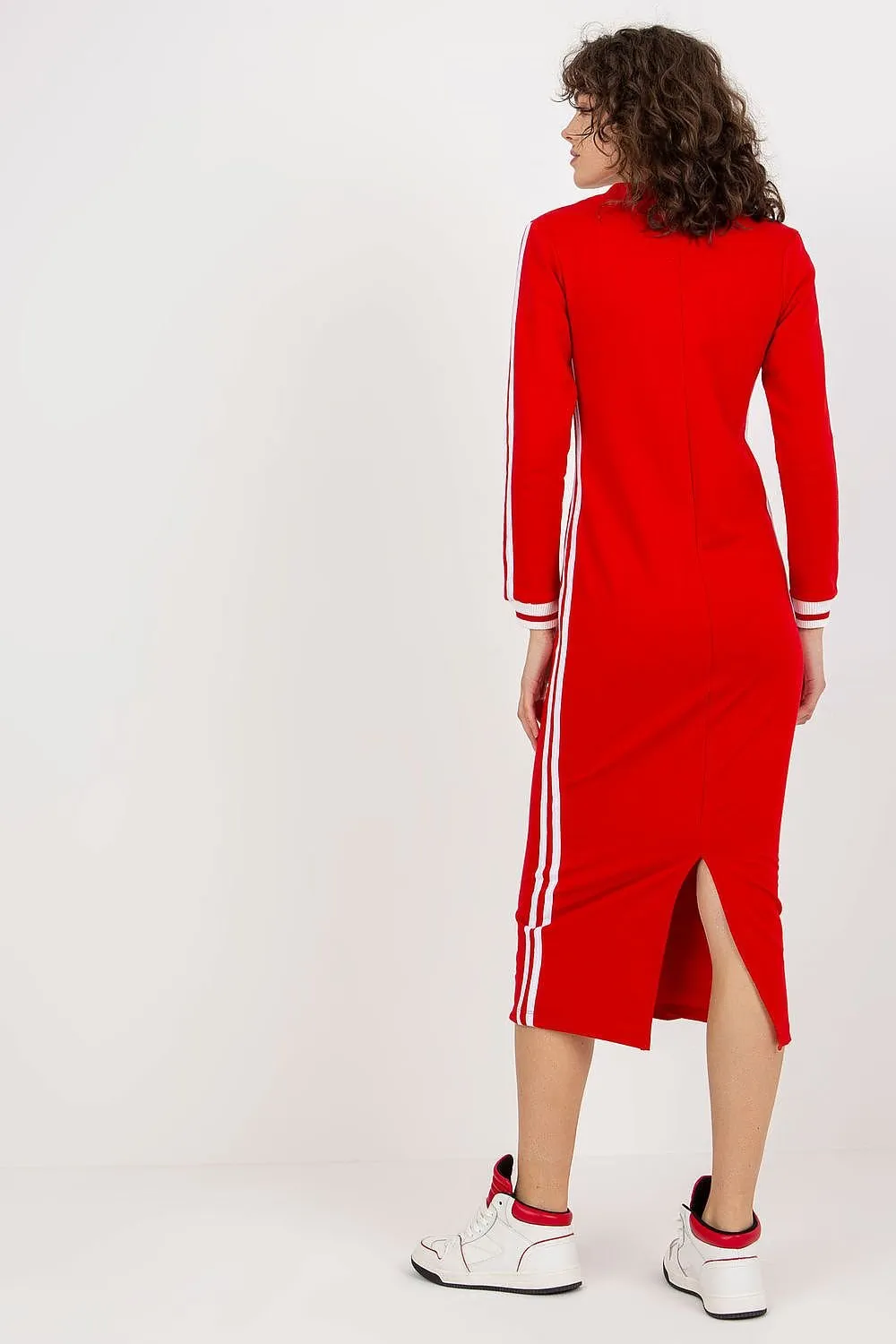 Fancy Varsity Stripes Long Sleeve Midi Dress