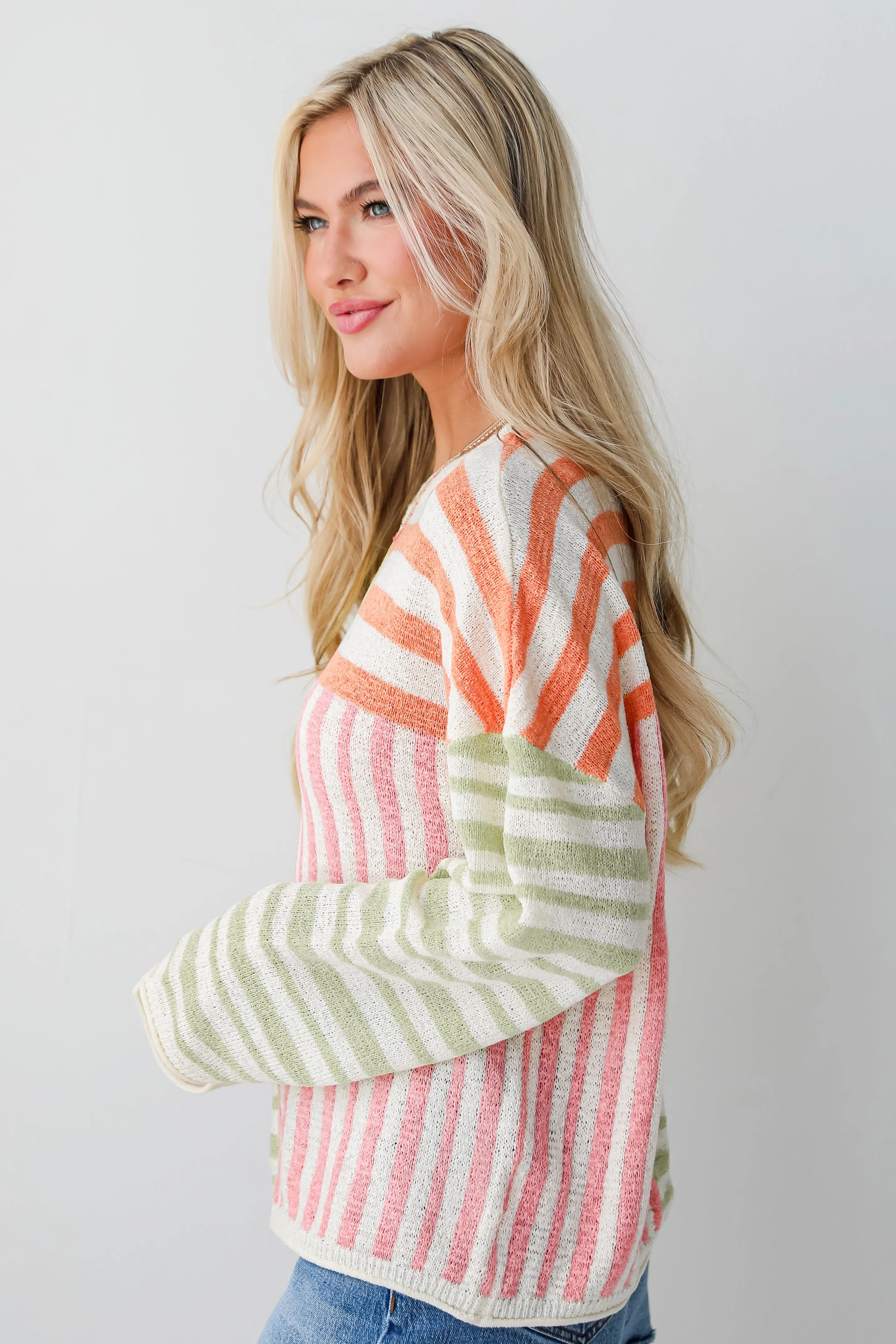 FINAL SALE - Cute Mentality Color Block Striped Lightweight Knit Top