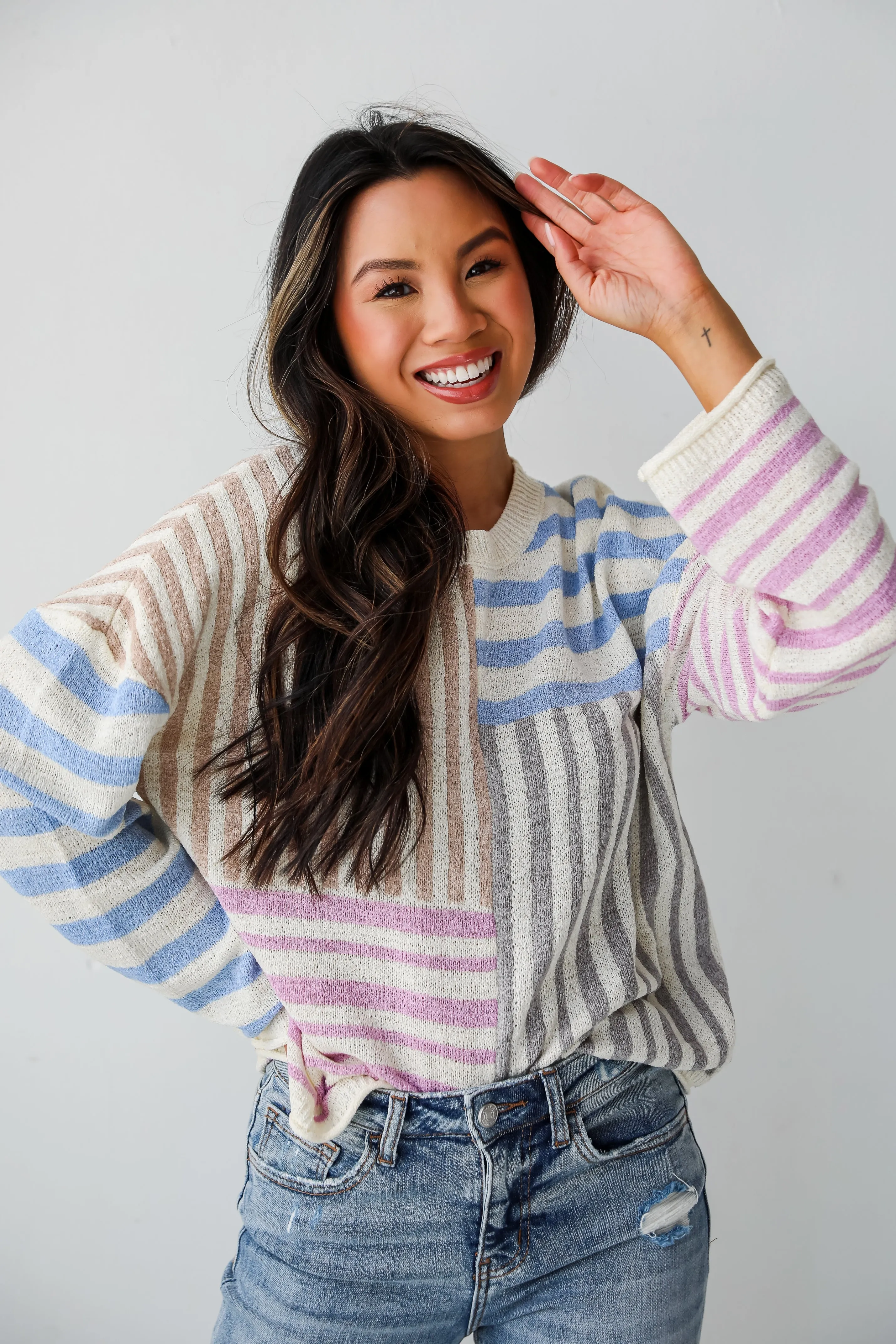 FINAL SALE - Cute Mentality Color Block Striped Lightweight Knit Top