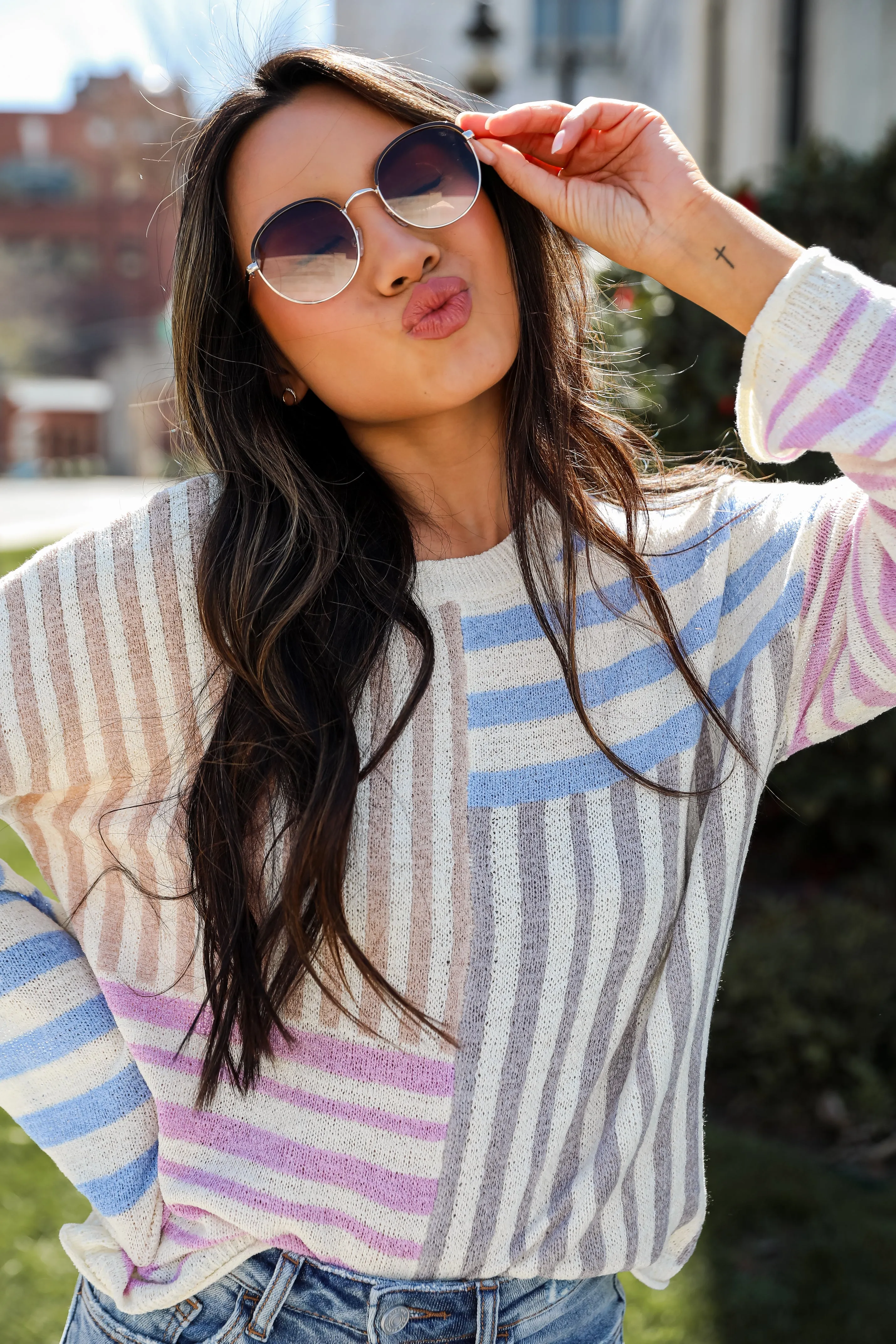 FINAL SALE - Cute Mentality Color Block Striped Lightweight Knit Top