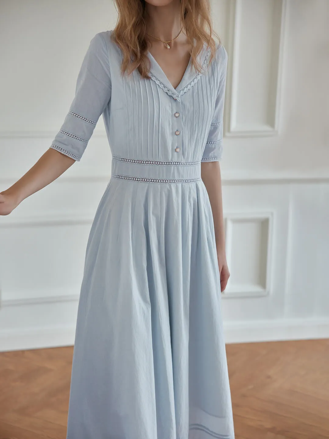 Fiona Cotton White Midi Dress