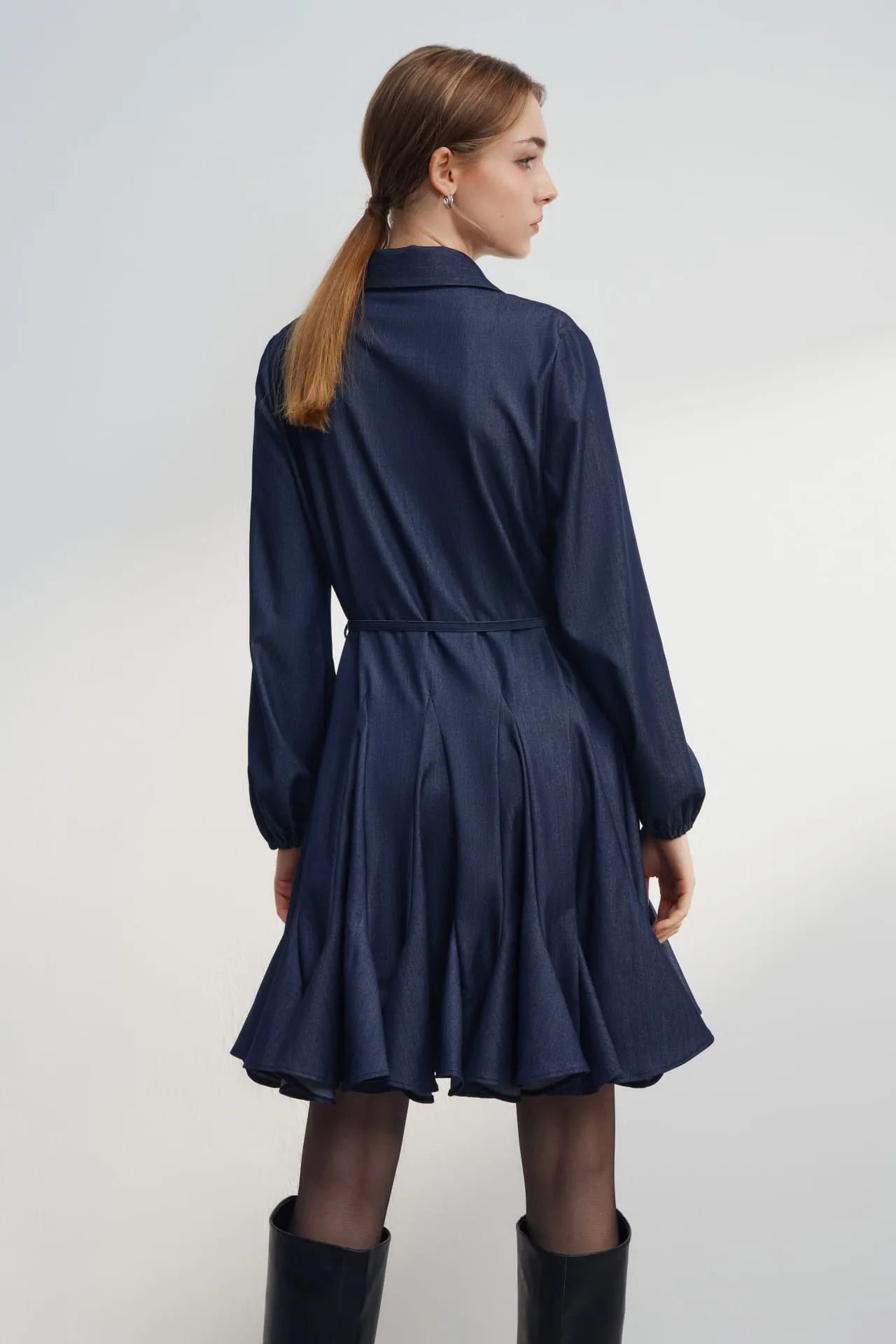 Fit & Flare Shirt Dress with Belt