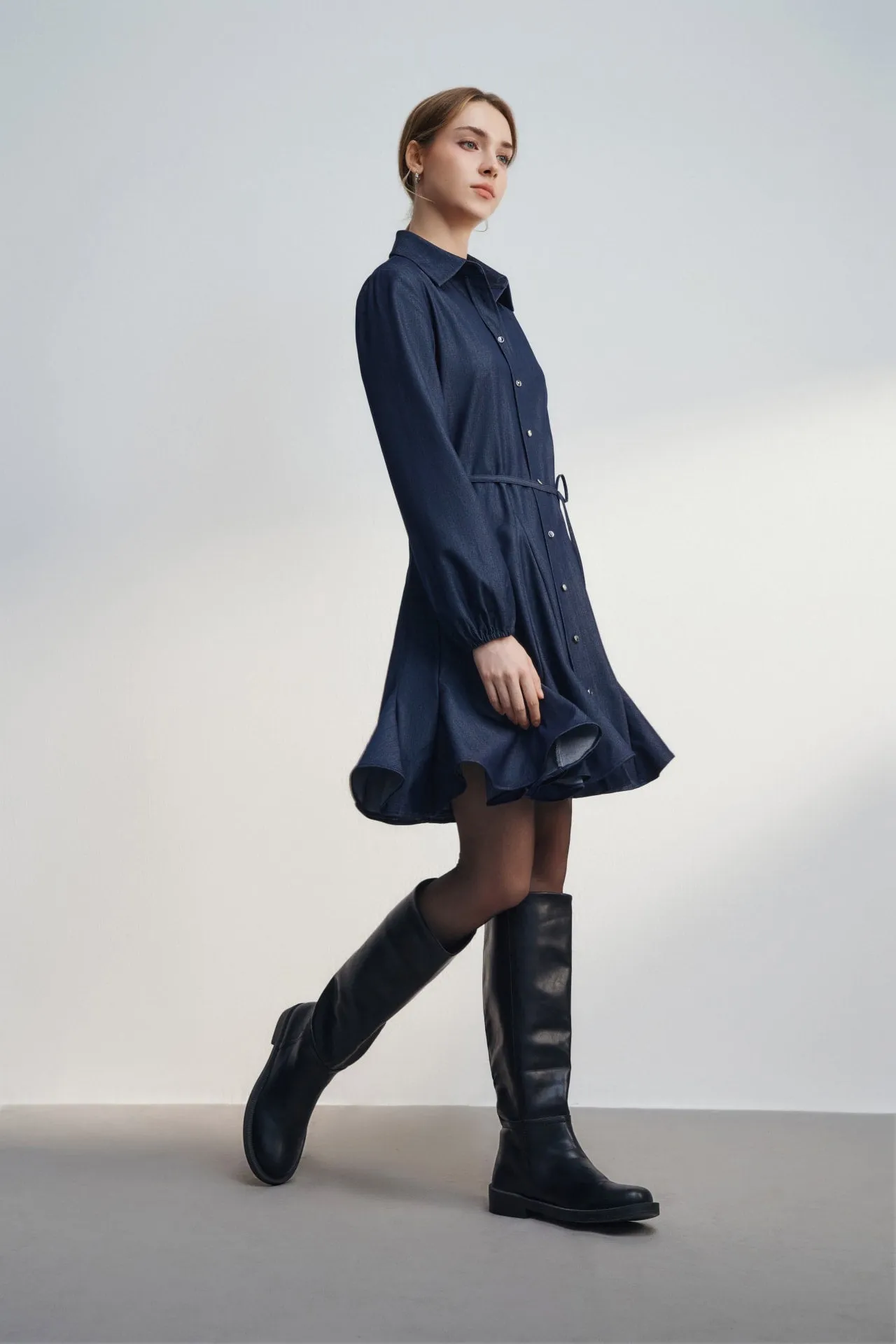 Fit & Flare Shirt Dress with Belt