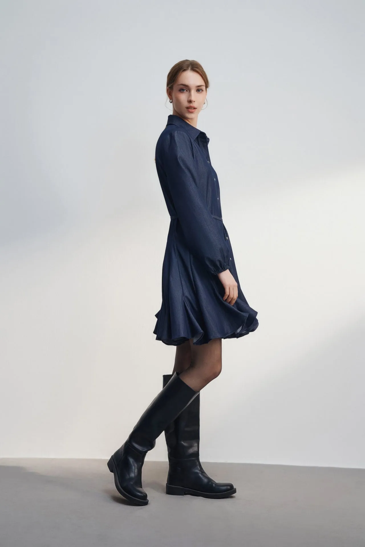 Fit & Flare Shirt Dress with Belt