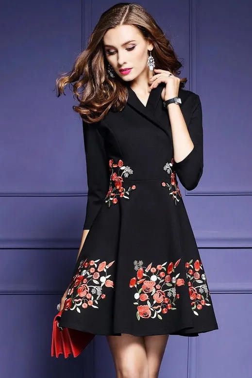 Floral Embroidered Midi Dress