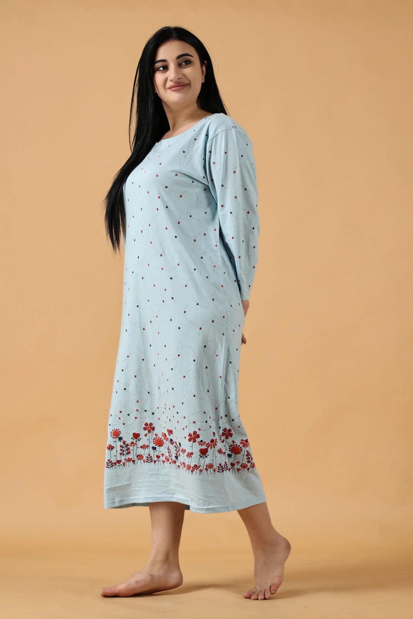 Floral Printed Night Dress