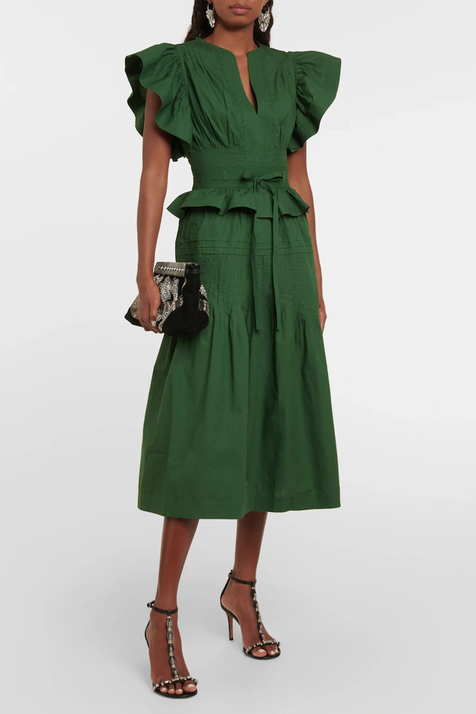 Florence Ruffled Cotton Midi Dress