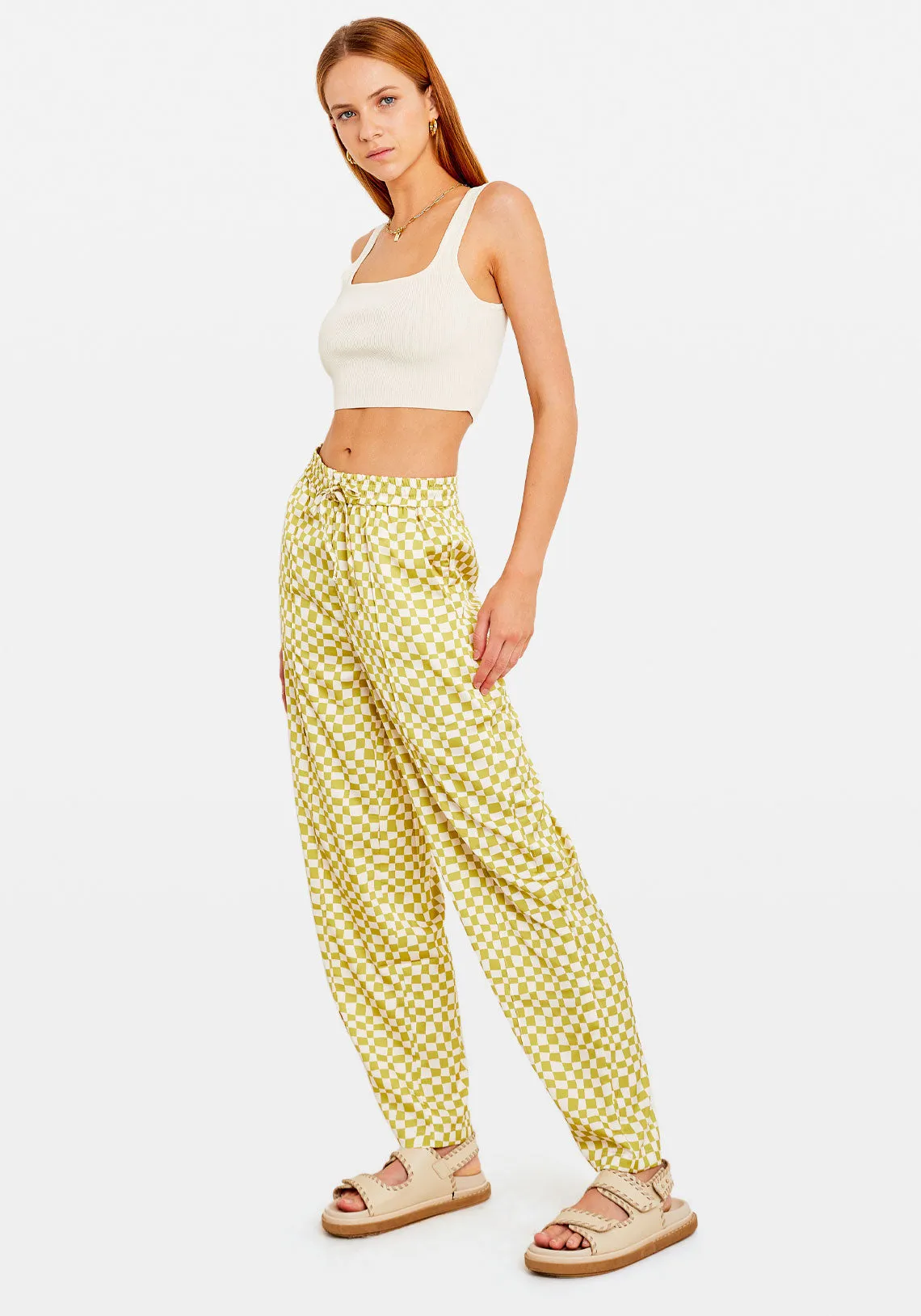 FONDA PANTS GREEN WHITE