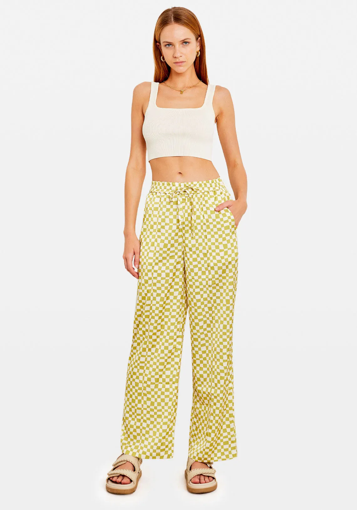 FONDA PANTS GREEN WHITE