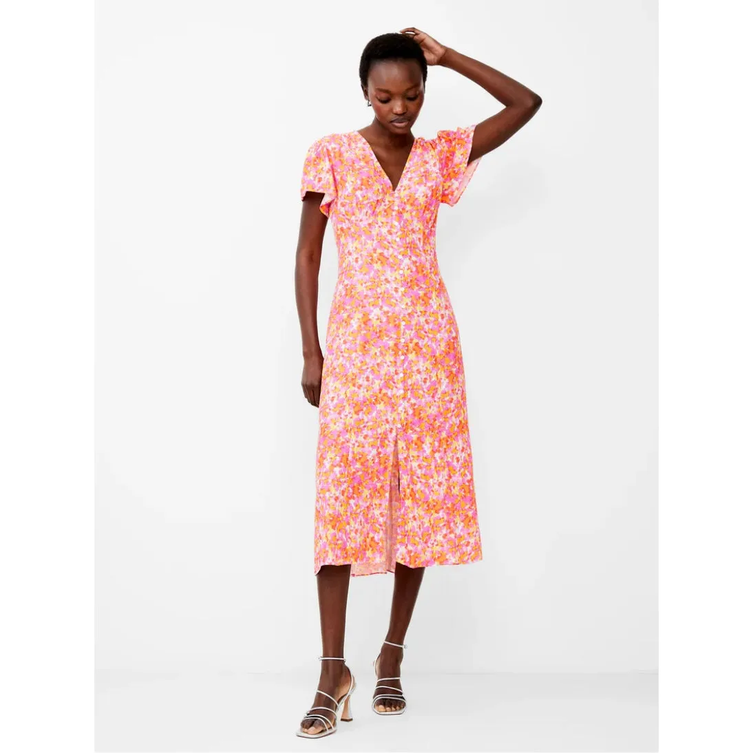 French Connection Cass Delphine Midi Dress Persimmon 71WEK