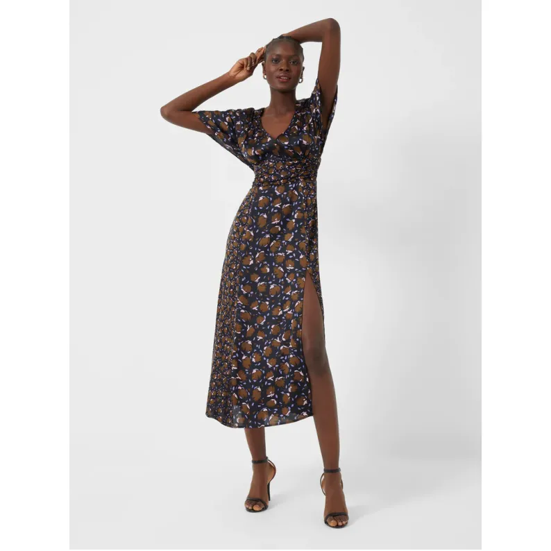 French Connection Ingrid Inu Satin Drape Midi Dress 71TOC